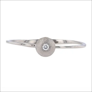 Diamond Chubby Bezel Hinged Bangle Bracelet 14KW