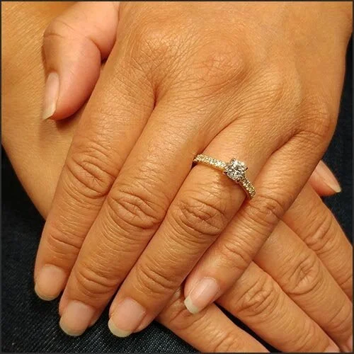 Diamond Engagement Ring French Cut Side Diamonds 18KY Platinum - Image 2