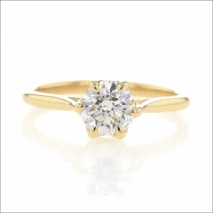 Diamond Floral 6 Prong Engagement Ring 14KY