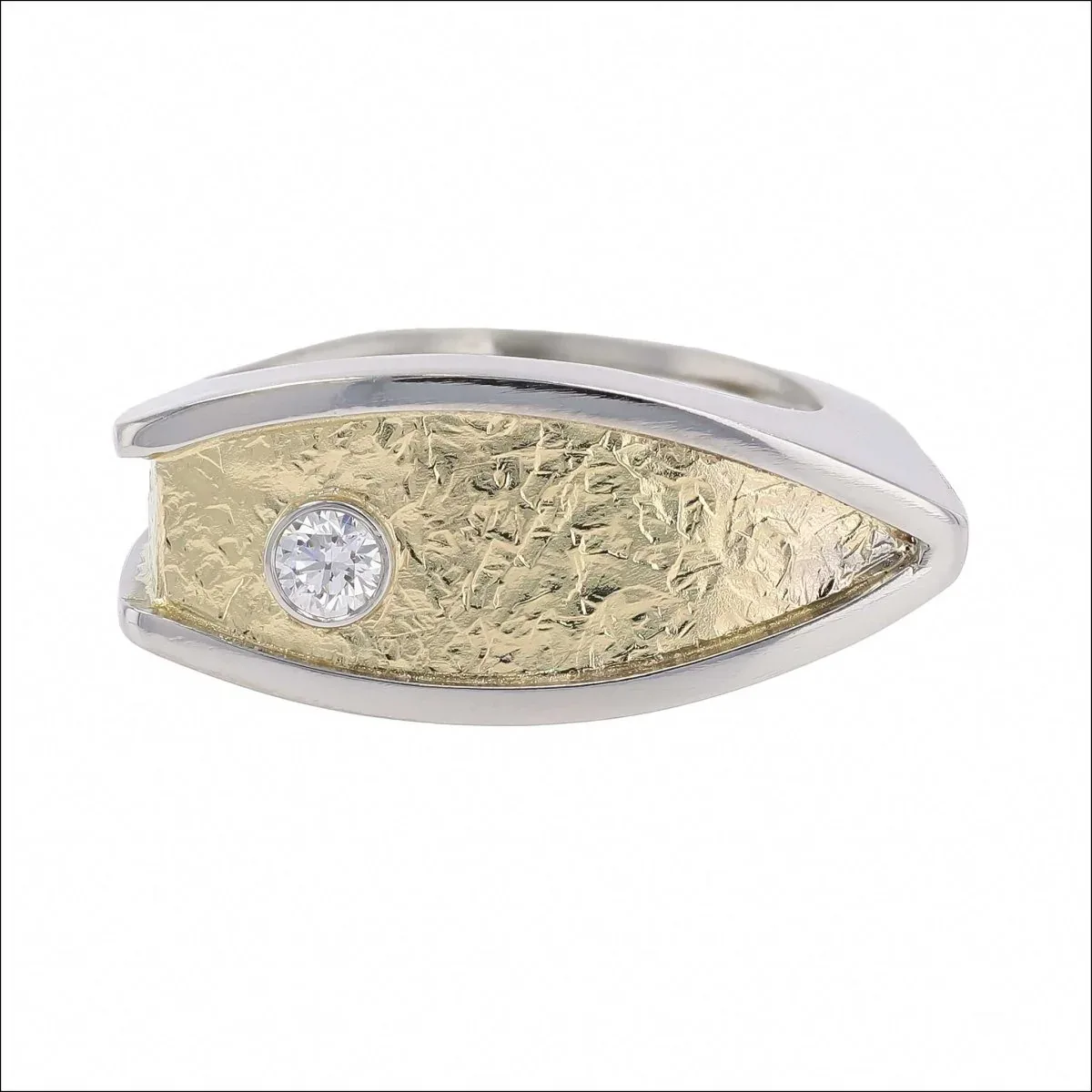 Diamond Textured Sheet Open Shank Ring 18KY Platinum