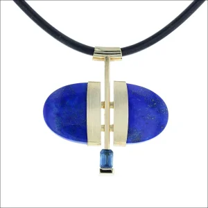Double Tongue Lapis Sapphire Pendant 18KY (Consignment)