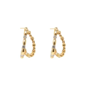 Double Whisper Earrings in 14k Yellow Gold with Diamond Stations