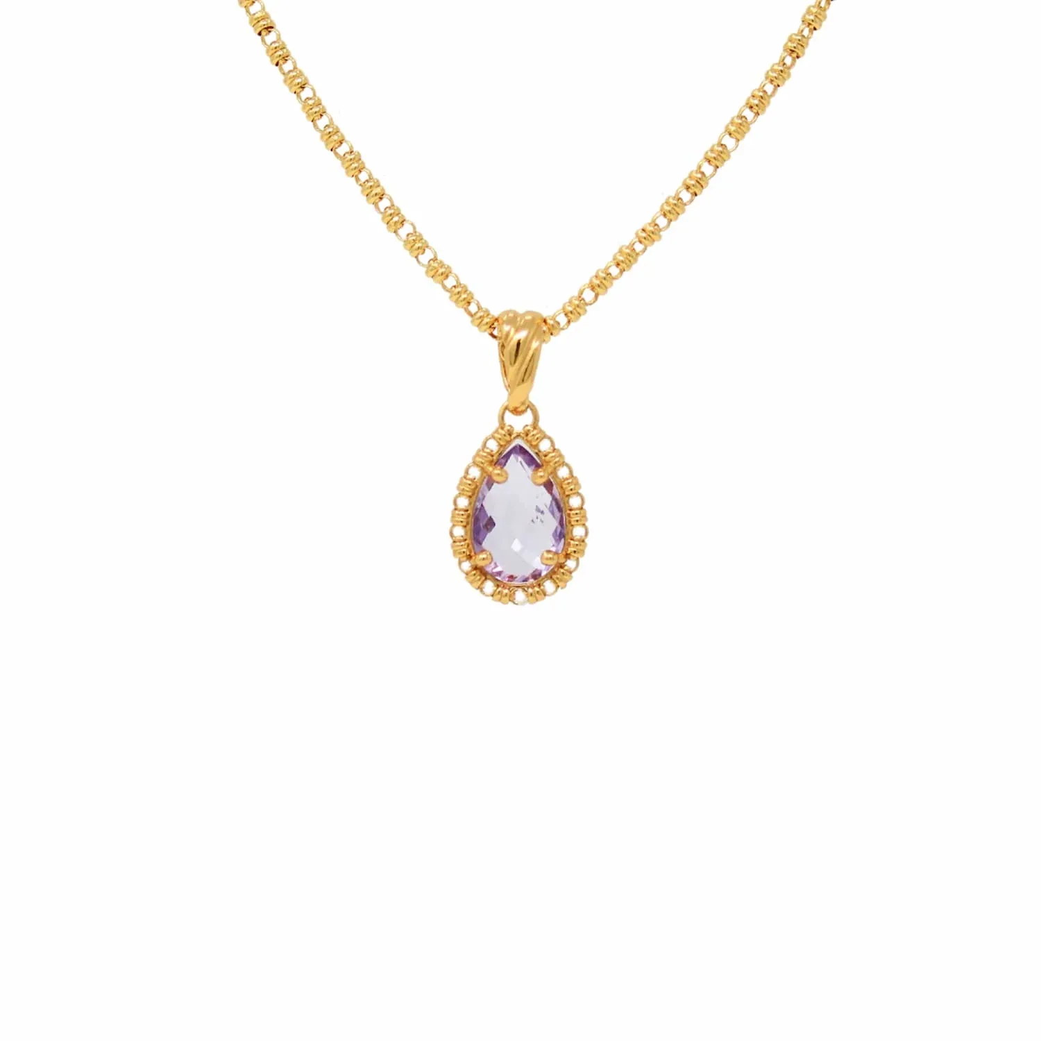 Drop Pendant in Gold with Amethyst, Large - Image 2