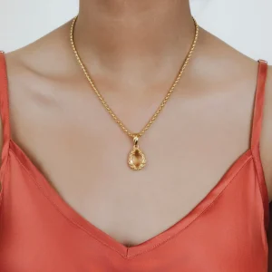 Drop Pendant in Gold with Citrine, Large