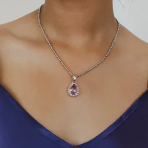 Drop Pendant in Silver with Amethyst, Small