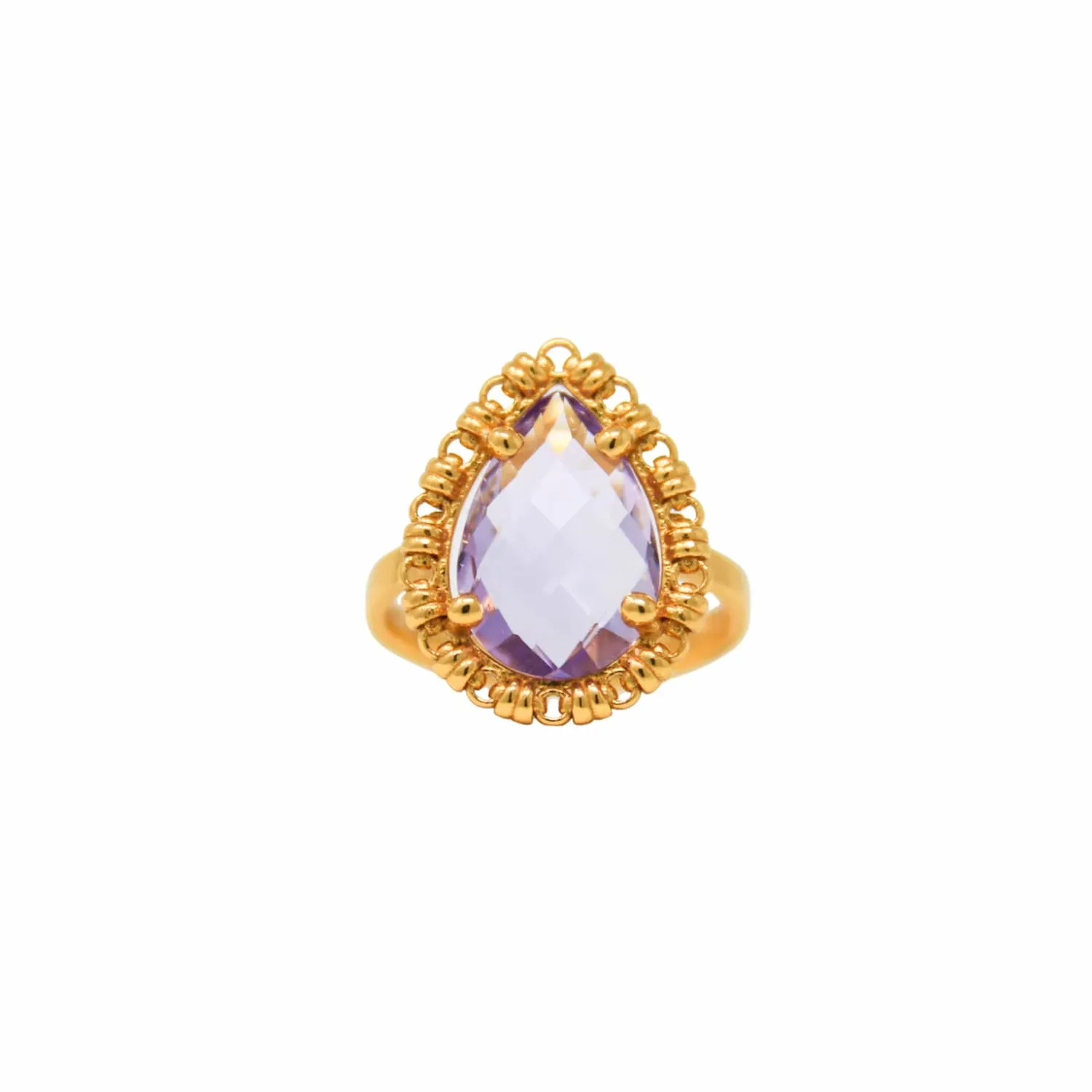 Drop Ring in Gold with Amethyst, Large - Image 2