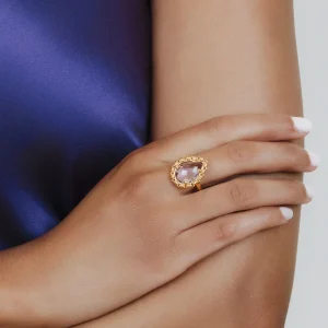 Drop Ring in Gold with Amethyst, Small
