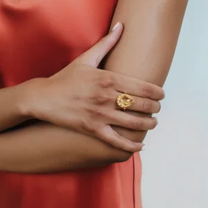 Drop Ring in Gold with Citrine, Large