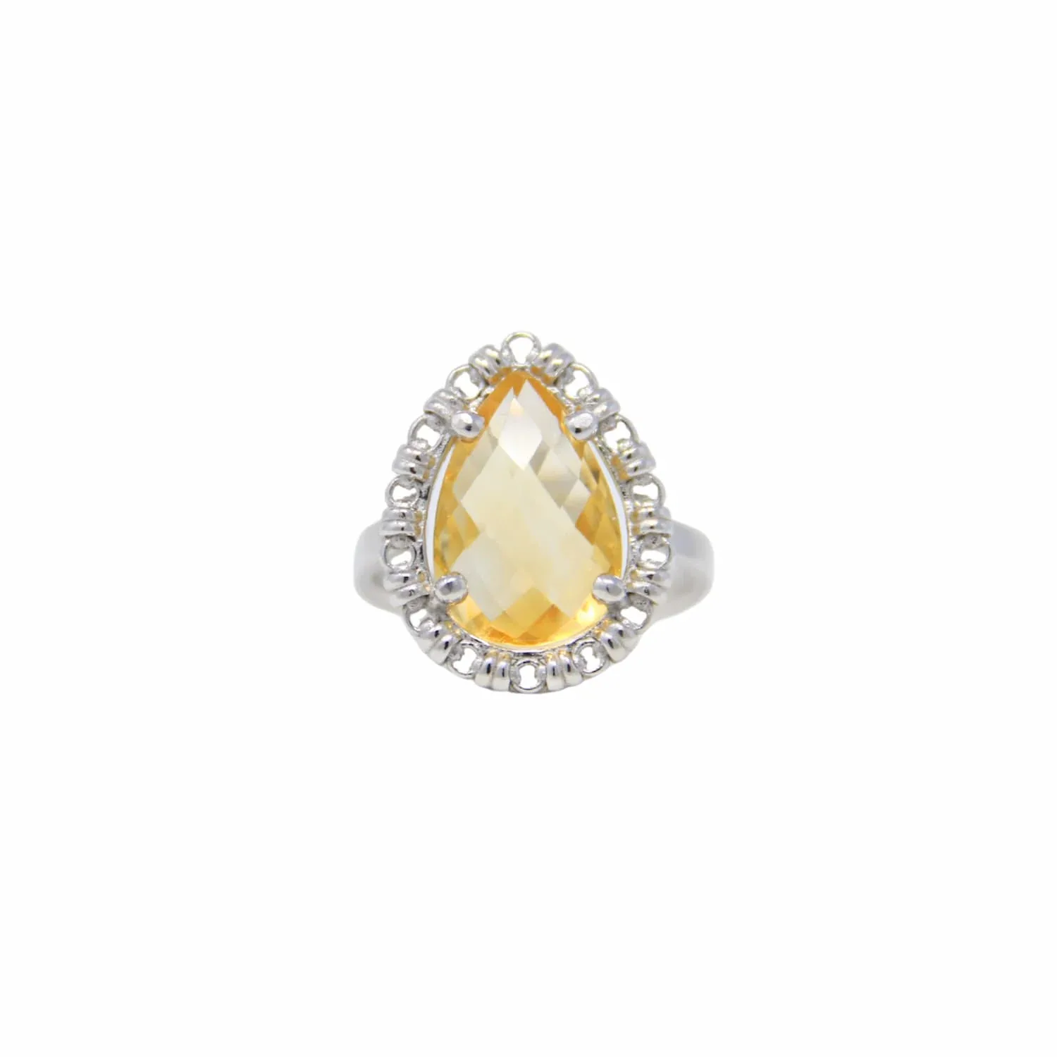 Drop Ring in Silver with Citrine, Large - Image 2
