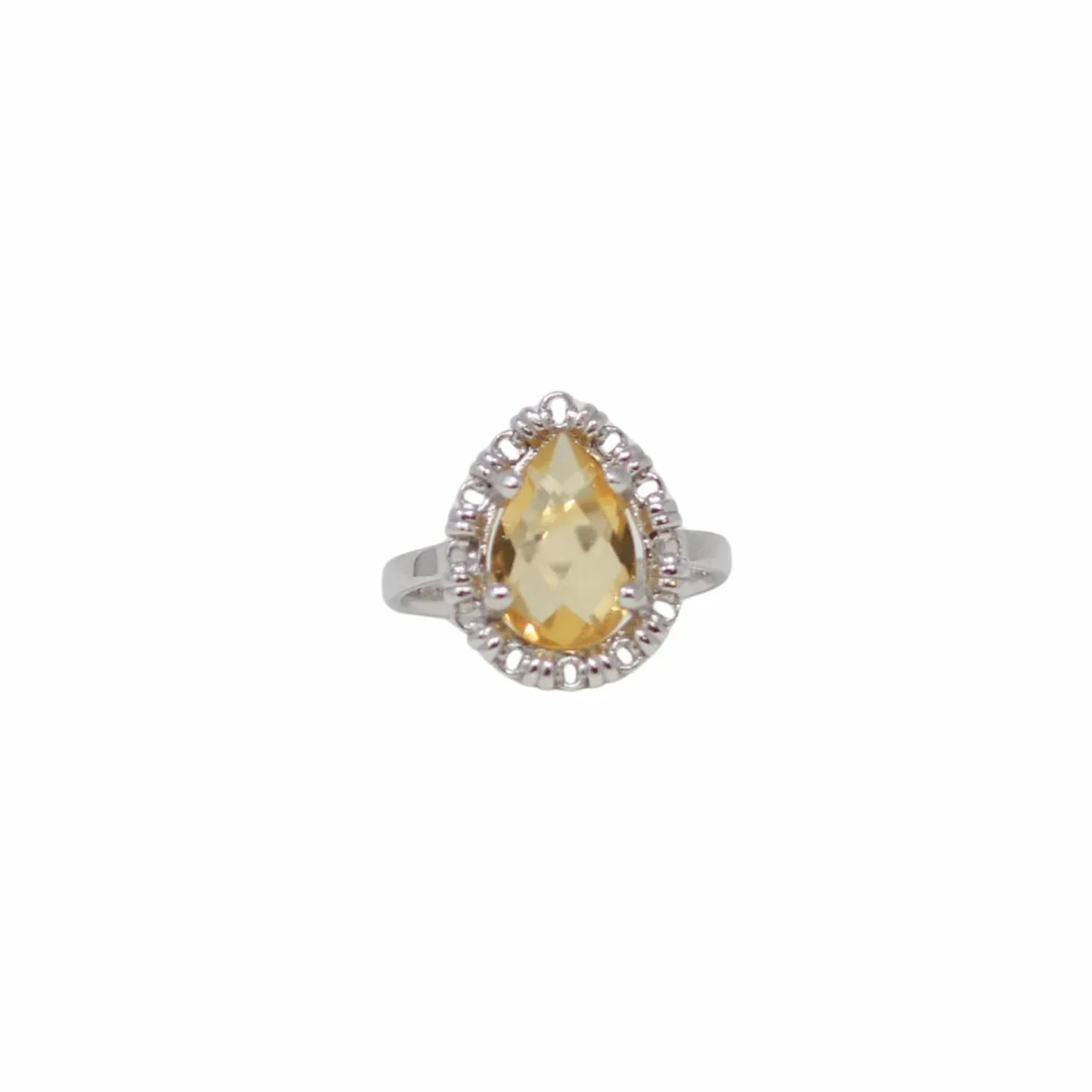 Drop Ring in Silver with Citrine, Small - Image 2