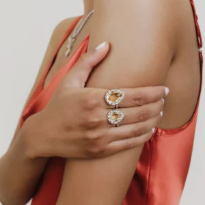Drop Ring in Silver with Citrine, Small