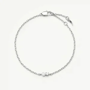 Duo Stone Chain Bracelet | Silver Plated/Cubic Zirconia