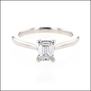 Emerald Cut 4 Prong Diamond Engagement Ring Platinum