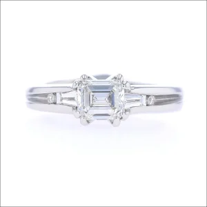 Emerald Cut Diamond Tapered Baguette Engagement Ring Platinum
