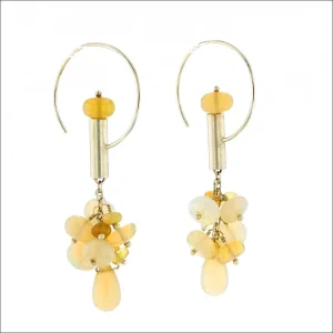 Ethiopian Opal Bead C-Wire Dangle Earrings 18KY