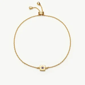 Feburary Birthstone Slider Bracelet | 18ct Gold Plated/Natural Amethyst
