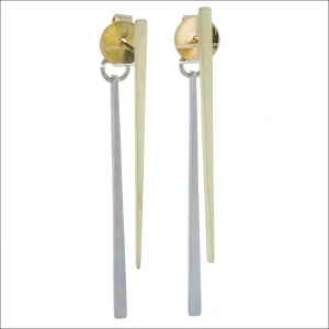 Forged Front and Back Earrings 14KW 18KY