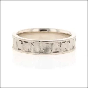 Ginkgo Leaf Wedding Band 14KW