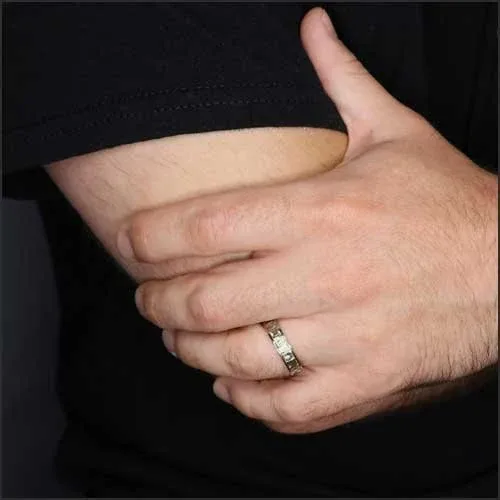 Ginkgo Leaf Wedding Band 14KW - Image 2