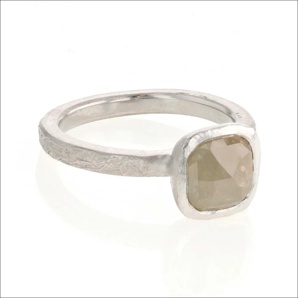 Gray Rose Cut Cushion Diamond Ring Platinum (Consignment) - Image 2