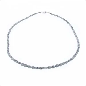 Gray Salt and Pepper Oval Diamond Bead Strand Necklace 16.5" 14KW 31cttw