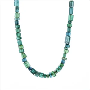 Green Tourmaline Bead Strand Necklace 18KY 18"