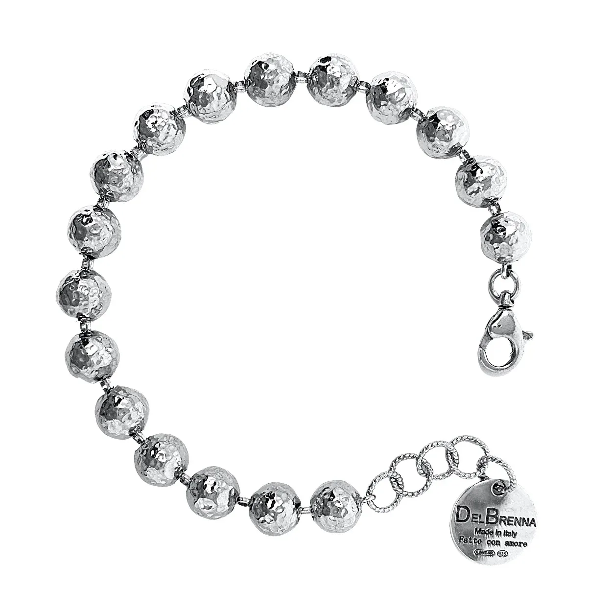 Hammered Beads Bracelet in Silver