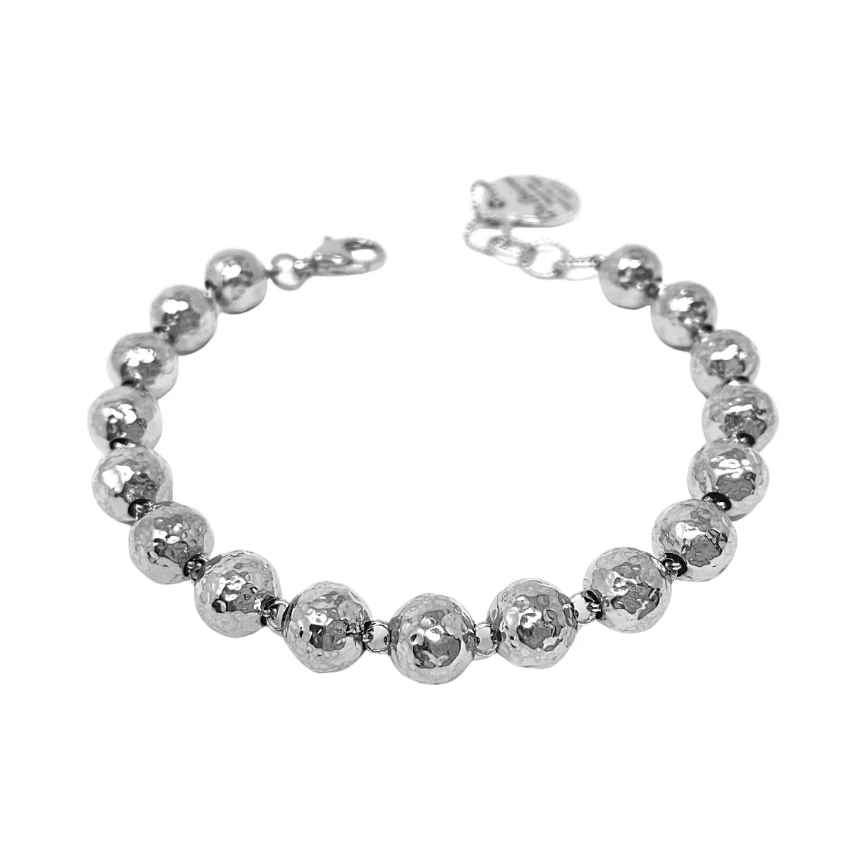 Hammered Beads Bracelet in Silver - Image 2