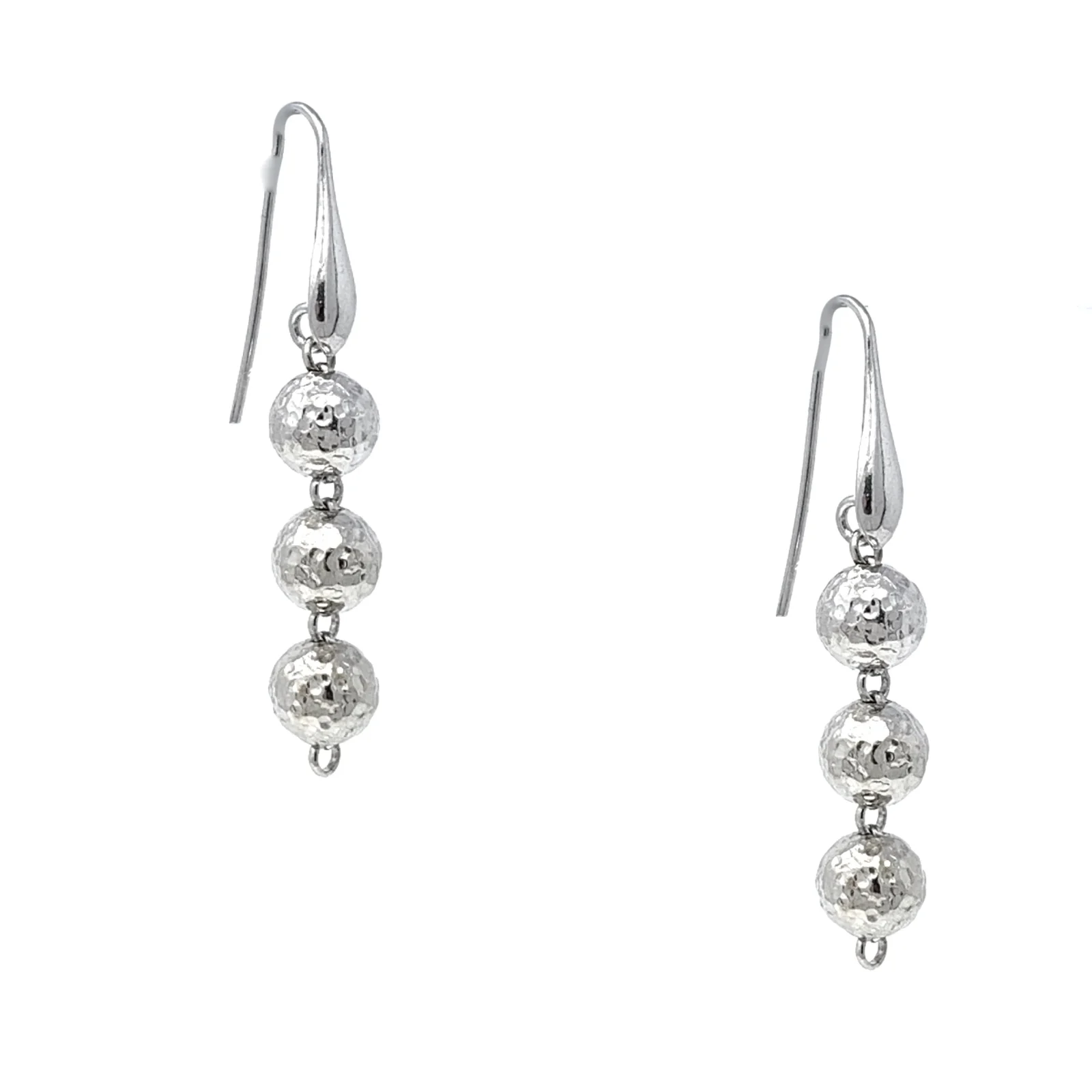 Hammered Beads Earrings in Silver - Image 2
