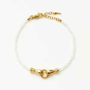 Harris Reed In Good Hands Mini Beaded Gemstone Bracelet | 18ct Gold Plated/Rainbow Moonstone