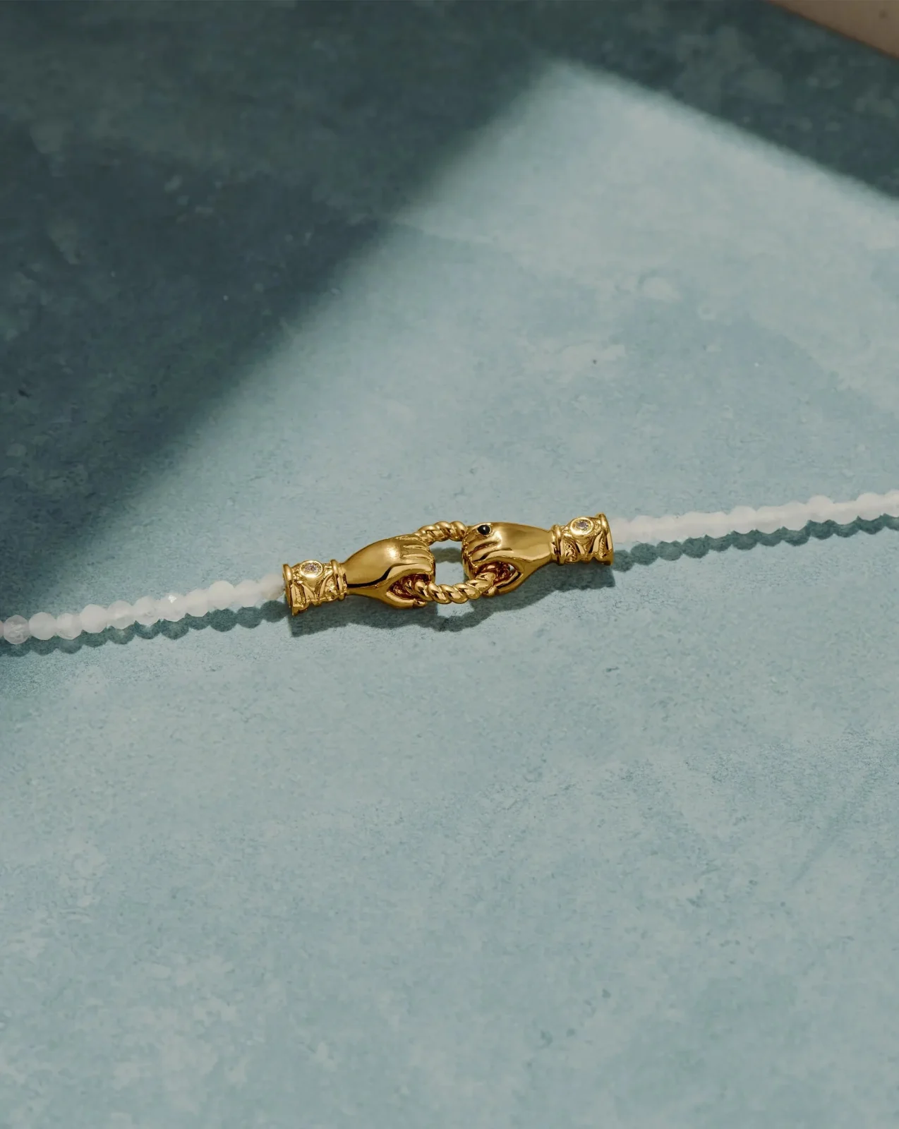 Harris Reed In Good Hands Mini Beaded Gemstone Bracelet | 18ct Gold Plated/Rainbow Moonstone - Image 2