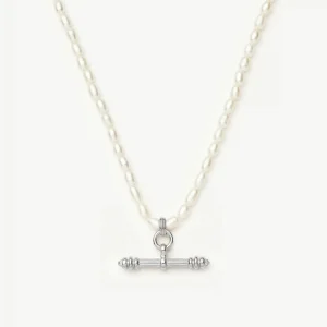 Harris Reed Pearl T-Bar Necklace | Silver Plated/Pearl