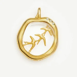 Harris Reed Taking Flight Pendant | 18ct Gold Plated/Crystal Quartz,Cubic Zirconia