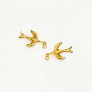 Harris Reed Taking Flight Stud Earrings | 18ct Gold Plated/Cubic Zirconia