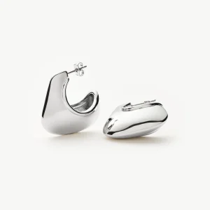Hera Dome Large Hoop Earrings | Silver Plated