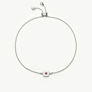 January Birthstone Slider Bracelet | Silver Plated/Natural Garnet