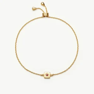 July Birthstone Slider Bracelet | 18ct Gold Plated/Ruby