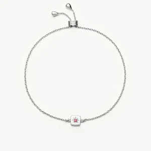 July Birthstone Slider Bracelet | Silver Plated/Ruby