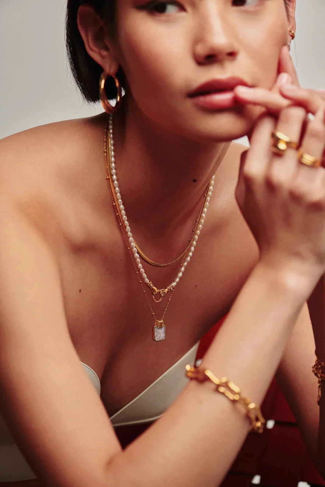 Lena Charm Necklace | 18ct Gold Plated/Rainbow Moonstone - Image 2