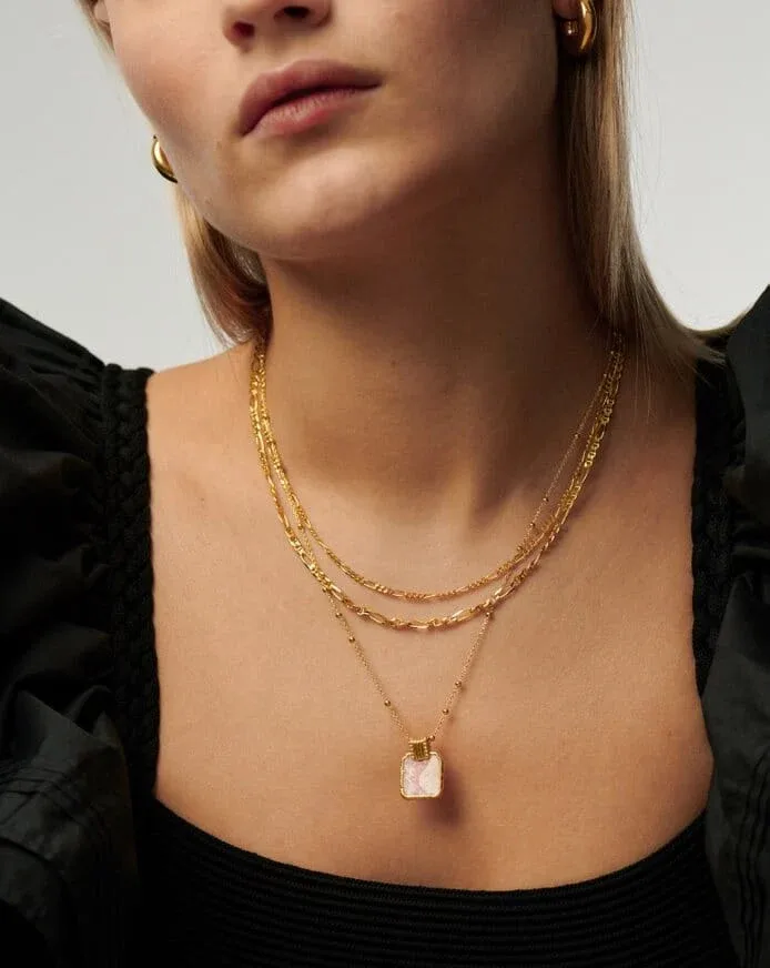 Lena Charm Necklace | 18ct Gold Plated/Rhodochrosite - Image 2