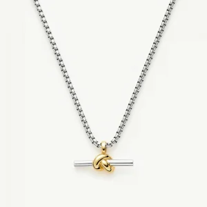 Lucy Williams Chunky Knot T-Bar Necklace | Mixed Metal
