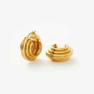 Lucy Williams Medium Chunky Ridge Hoop Earrings