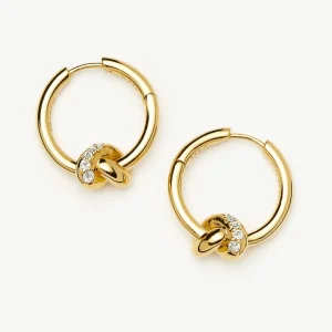 Lucy Williams Pavé Knot Small Hoop Earrings | 18ct Gold Plated