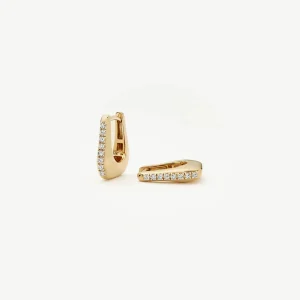 Lucy Williams Solid Gold Diamond Arco Huggies | 9ct Solid Yellow Gold/Lab Grown Diamonds