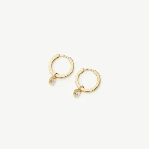 Lucy Williams Solid Gold Diamond Drop Huggies | 9ct Solid Yellow Gold/Lab Grown Diamonds