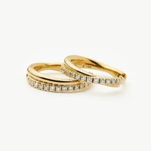 Lucy Williams Solid Gold Diamond Entwine Huggies | 9ct Solid Yellow Gold/Lab Grown Diamonds