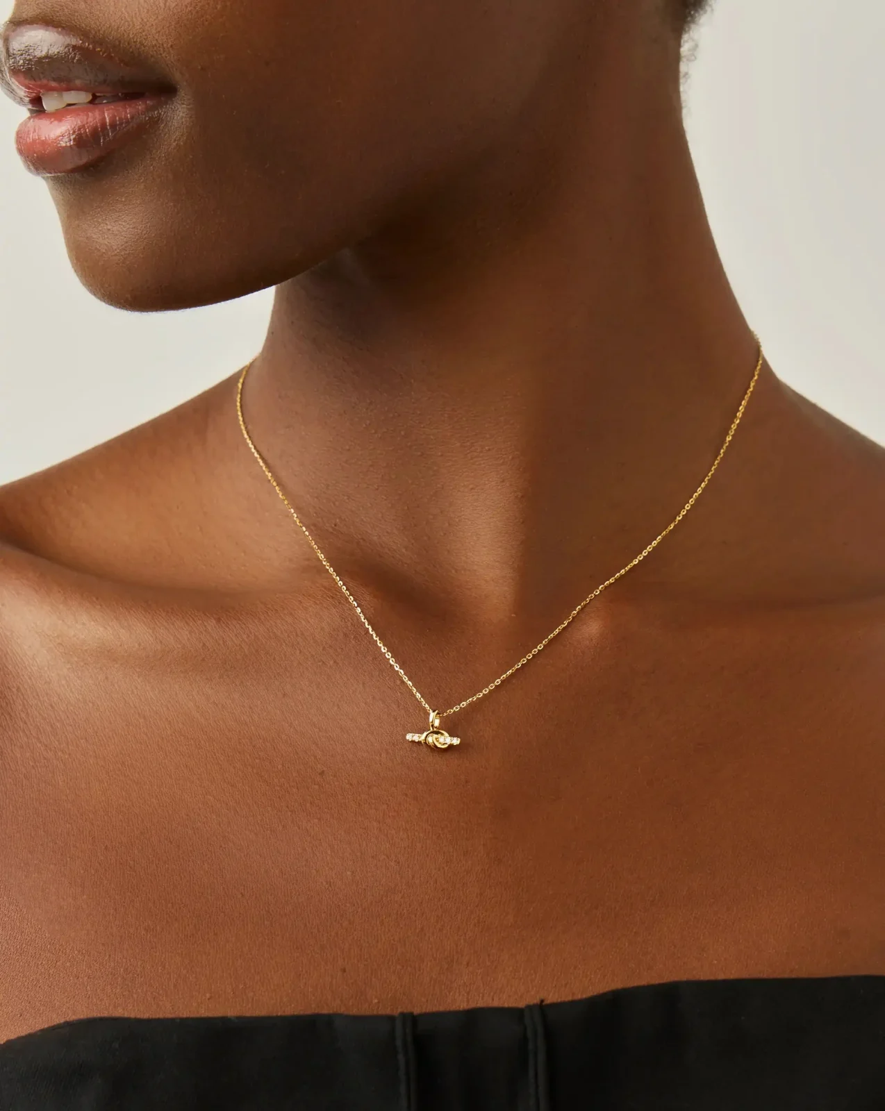 Lucy Williams Solid Gold Diamond T-Bar Pendant Necklace | 14ct Solid Gold/Lab Grown Diamond - Image 2