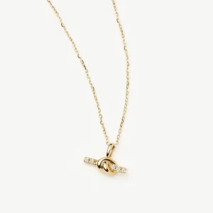 Lucy Williams Solid Gold Diamond T-Bar Pendant Necklace | 14ct Solid Gold/Lab Grown Diamond
