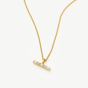 Lucy Williams T-Bar Stone Pendant Necklace | 18ct Gold Vermeil
