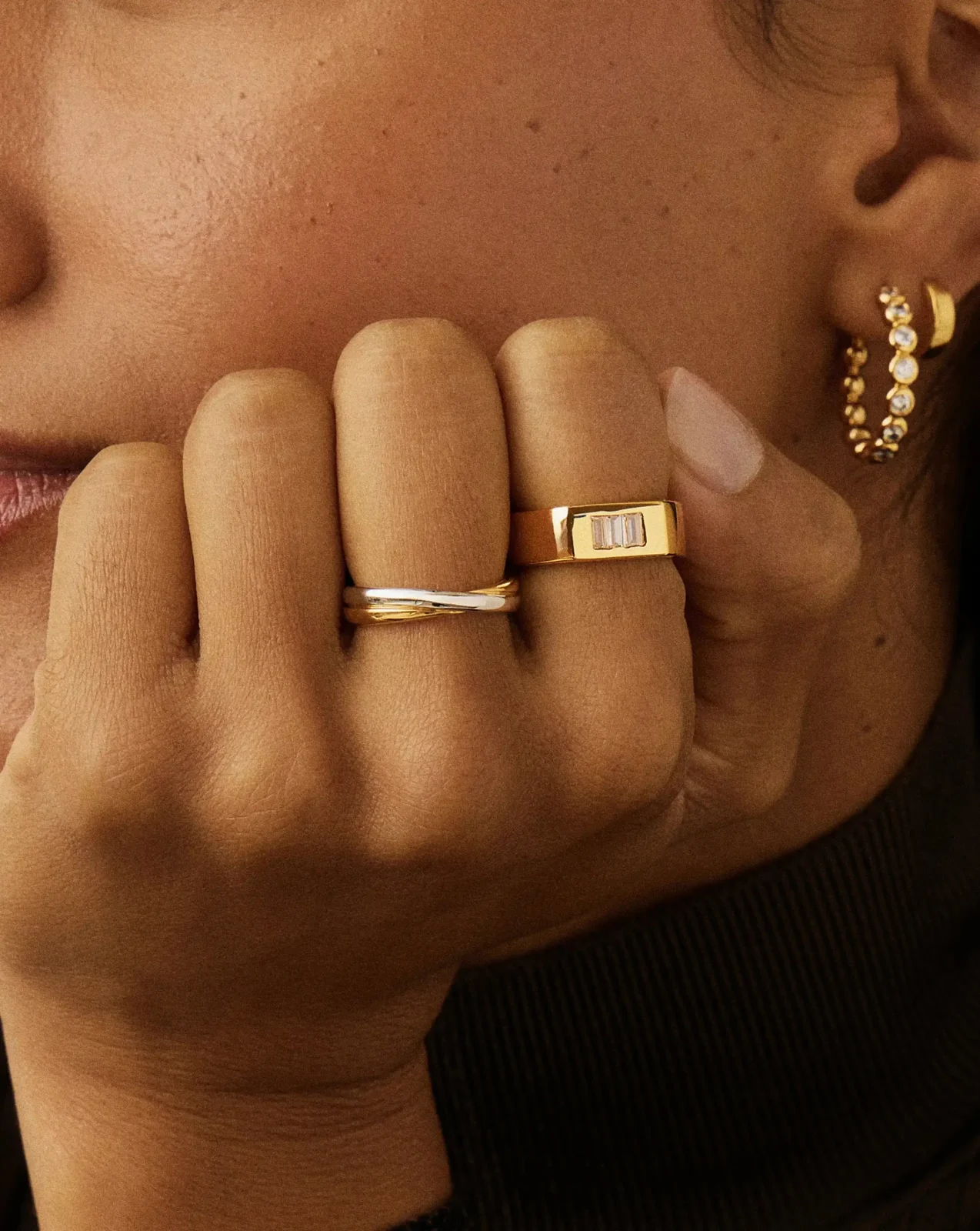 Lucy Williams Triple Stone Chunky Ring | 18ct Gold Plated - Image 2